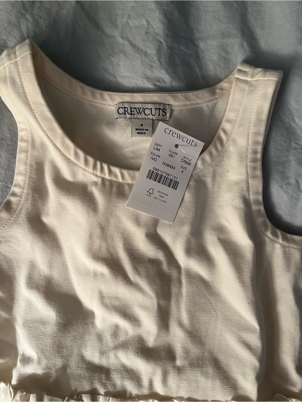 Crewcuts Off-White Scoop Neck Tank Top